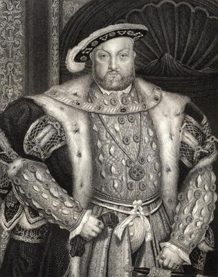 Portrait of King Henry VIII (1491-1547) from 'Lodge's British Portraits', 1823 (litho) from Hans Holbein d.J.
