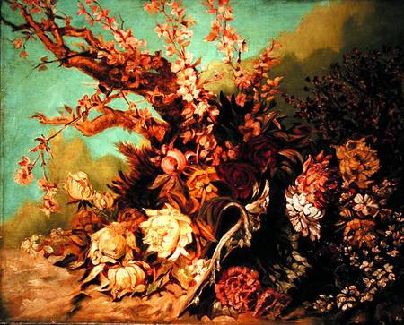 Floral Arrangement with Blossom Branches and Peonies from Hans Makart