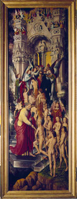 Linker Seitenflügel des Altars des Jüngstens Gerichts, Paradiespforte from Hans Memling