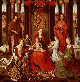 Die mystische Vermählung der hl. Katharina.Madonna,beide Johannes,Katharina, Engel from Hans Memling