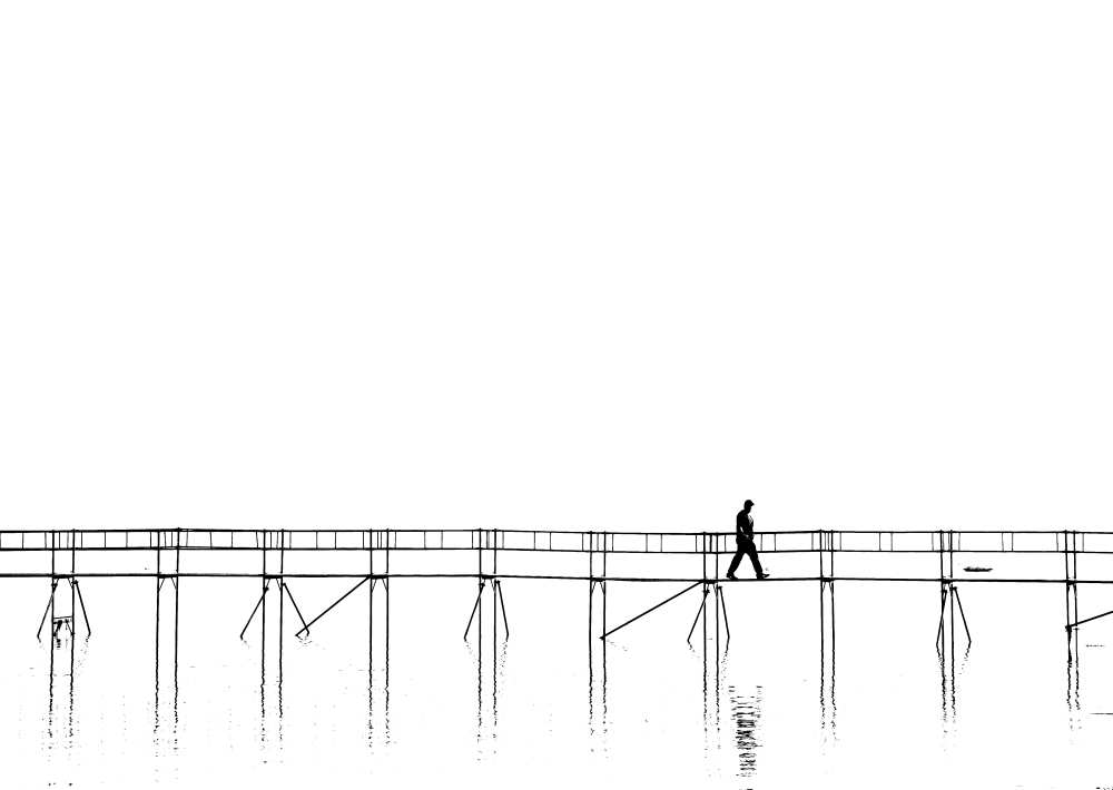The lonely man on the plank bridge from Hans Peter Rank