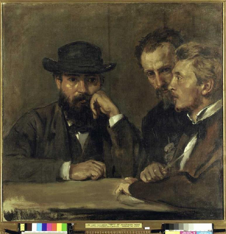 Selbstbildnis mit Hildebrand und Grant. from Hans von Marées