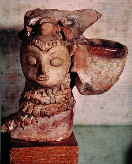 Lamp in the form of a female head, from Mohenjo-Daro, Indus Valley, Pakistan from Harappan