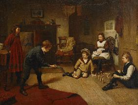 Children Playing in an Interior