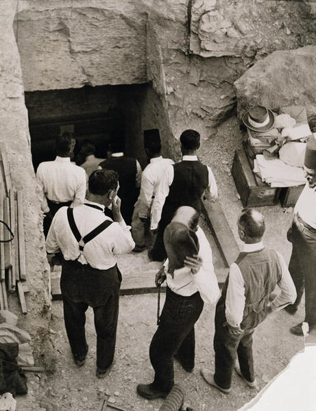 A party going down the steps to the Tomb of Tutankhamun, Valley of the Kings, 1923 (gelatin silver p from Harry Burton