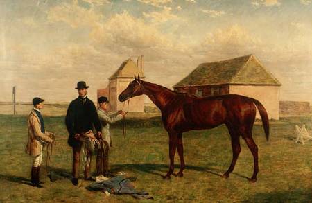 'Thunderbolt', a Chestnut Racehorse with his Owner and Jockey from Harry Hall