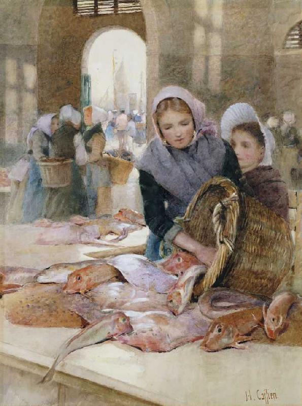 Frauen auf dem Fischmarkt, Boulogne (?). from Hector Caffieri