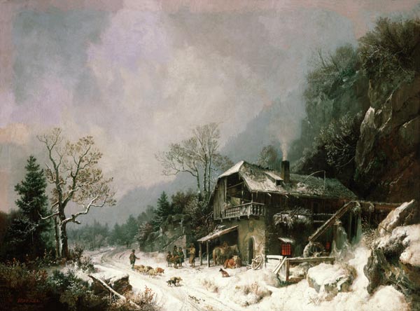 Winterlandschaft an einer Schmiede from Heinrich Bürkel