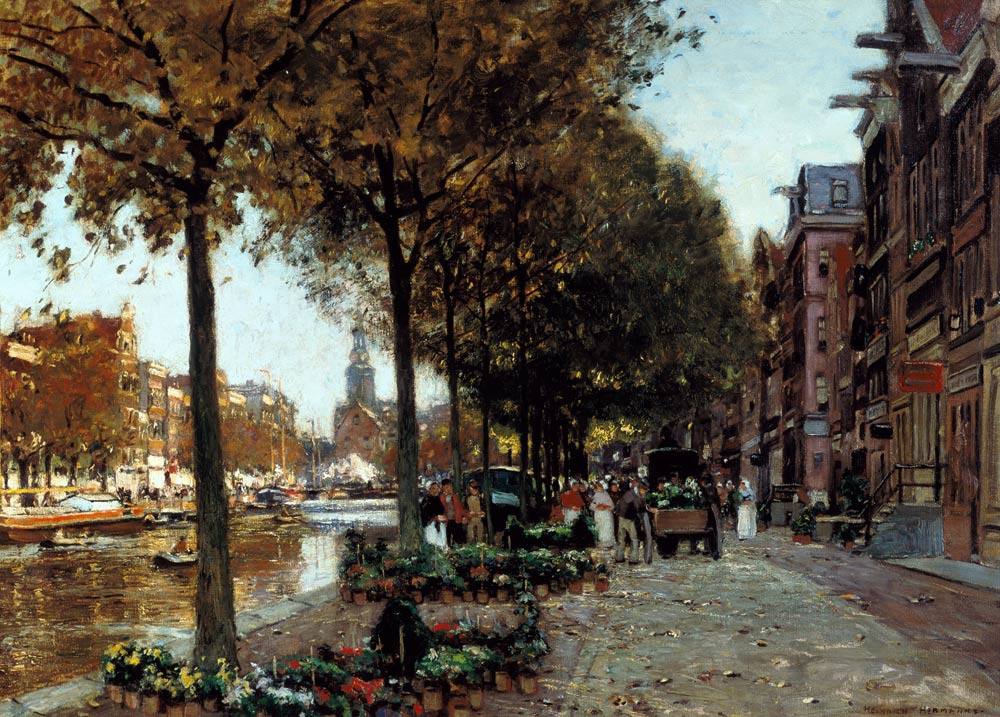Blumenmarkt in Amsterdam. from Heinrich Hermanns