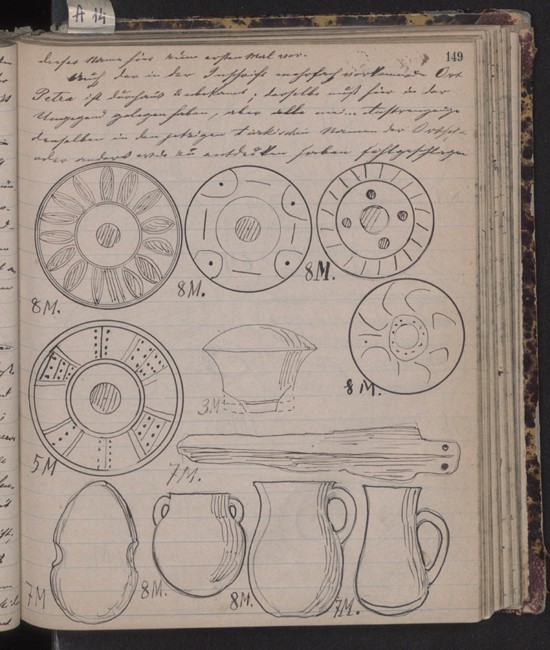 The Schliemann's diary contains sketches of discoveries from Heinrich Schliemann