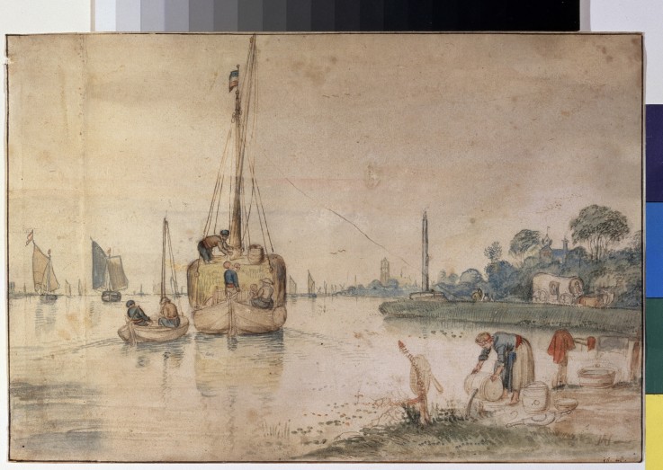 A barge with hay from Hendrick Avercamp