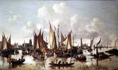 Dutch ships at Dordrecht Harbour from Hendrick de Meyer