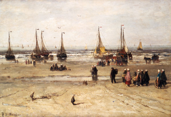 Meeresstrand mit Fischerbooten und Fischervolk from Hendrik Willem Mesdag