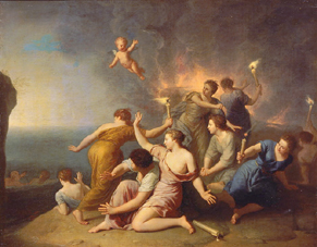 Nymphen verbrennen das Schiff des Telemachos from Henri Antoine de Favannes