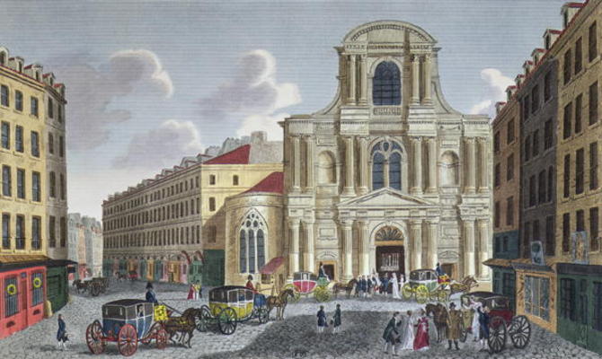 The Porch of Saint Gervais Church, c.1815-20 (colour engraving) from Henri Courvoisier-Voisin
