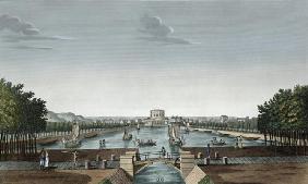 Vief of the Bassin du Canal de l'Ourq a la Villette, c.1815-20 (colour engraving)