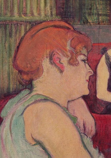 In the Salon at the Rue des Moulins, detail of one of the women, 1894 (charcoal and oil) from Henri de Toulouse-Lautrec