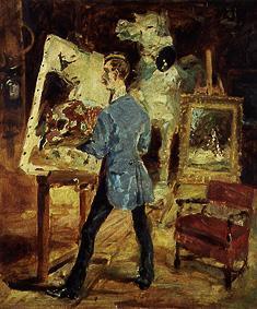 Der Maler René Princeteau in seinem Atelier