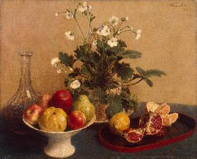 Flowers, Dish with Fruit and Carafe