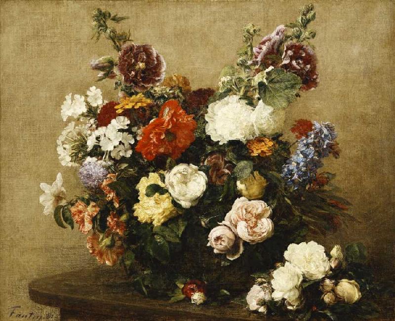 Strauß aus verschiedenen Blumen und Rosen auf einem Tisch from Henri Fantin-Latour