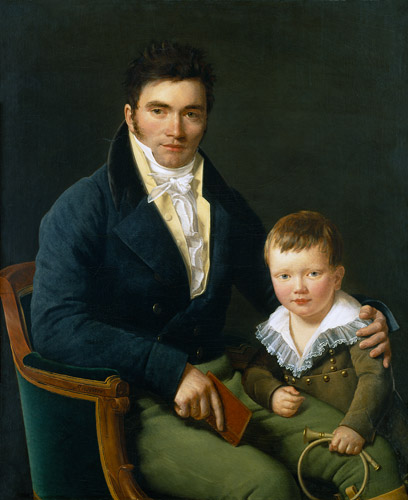Portrait eines Mitglieds der Barbet Familie mit seinem Sohn from Henri Francois Riesener
