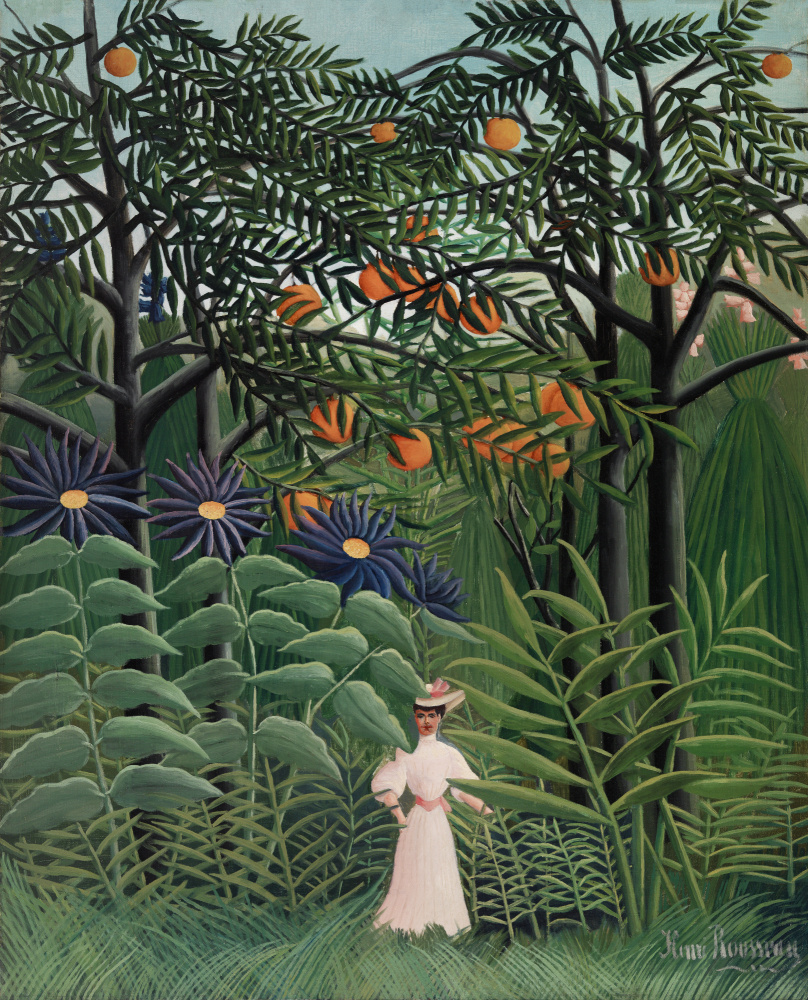 Die Frau wird in einem exotischen Wald gesehen from Henri Julien-Félix Rousseau