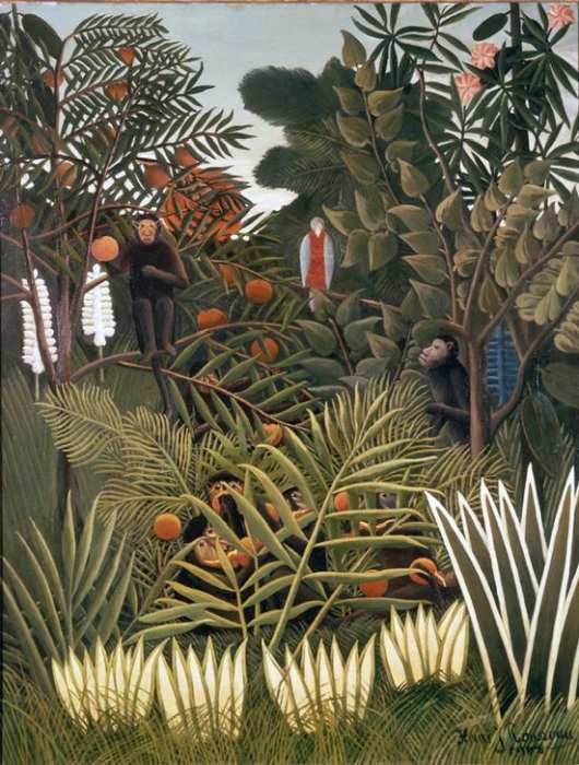 Exotic Landscape with monkeys and a parrot from Henri Julien-Félix Rousseau