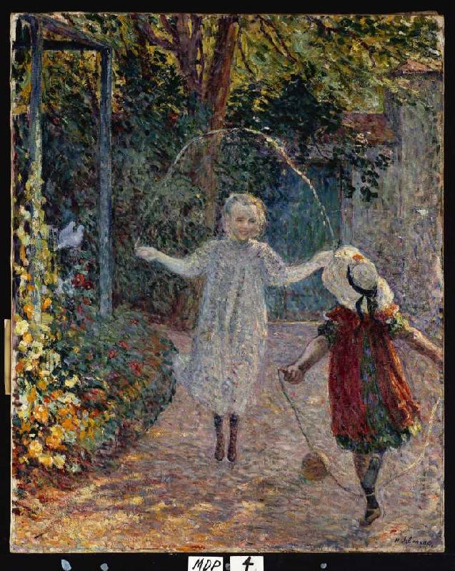 Kinder beim Seilspringen im Garten from Henri Lebasque