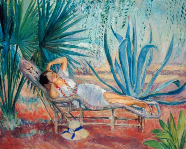 Marthe schlafend im Liegestuhl in Saint-Tropez from Henri Lebasque