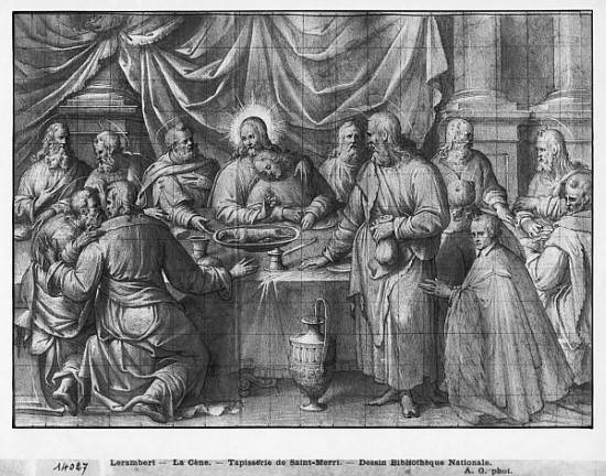 Life of Christ, the Last Supper, preparatory study of tapestry cartoon for the Church Saint-Merri in from Henri Lerambert