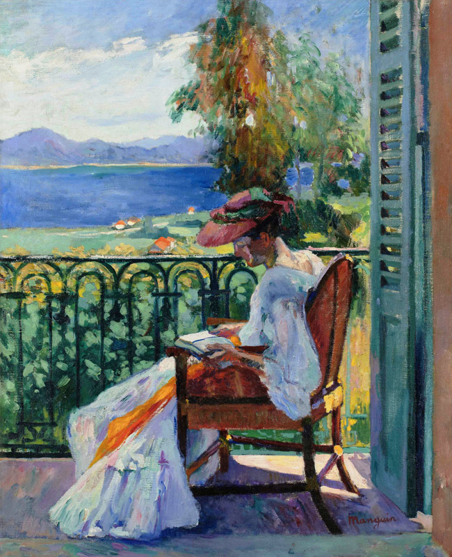Jeanne sur le balcon de la Villa Demière from Henri Manguin