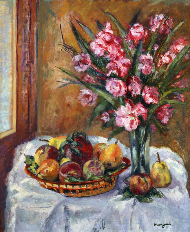 Oleander und Obst; Lauriers Roses et Fruits, 1941 from Henri Manguin