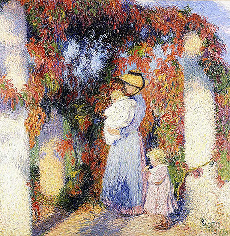 Frau mit zwei Kindern unter einer Pergola in Marquayrol (Femme avec deux enfants sous le Pergole Pri from Henri Manguin