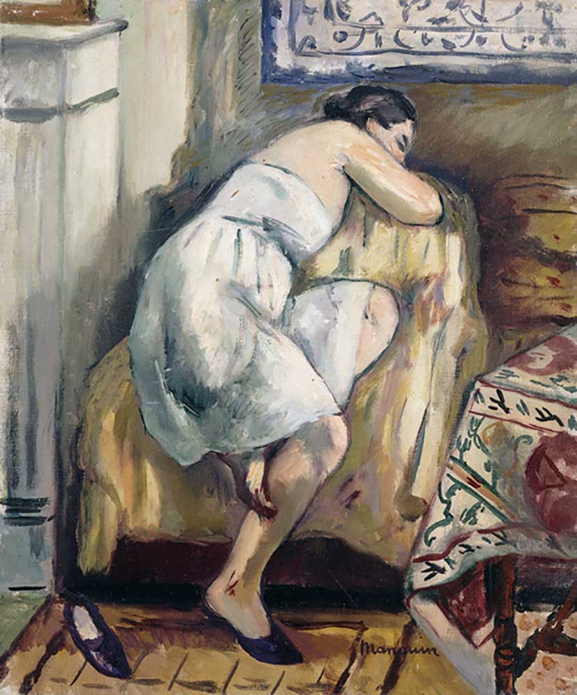 Jeanne schläft auf einem Stuhl; Jeanne Dormant in Fauteuil, 1917 from Henri Manguin