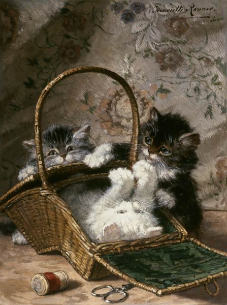 Kittens in a work basket from Henriette Ronner-Knip