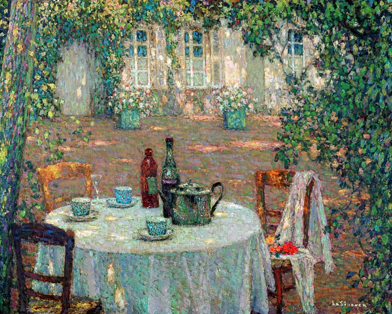 La table au soleil, au jardin - Table in sunlight in the garden from Henri Eugene Augustin Le Sidaner