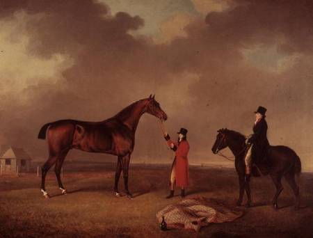 Bay Horse with groom on Newmarket Heath from Henry Bernard Chalon