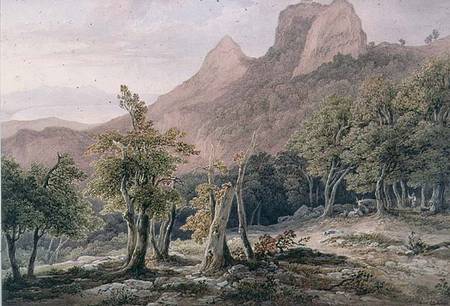 Rocky Landscape with figures and a lake in the background from Henry Curzon Allport