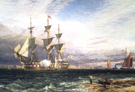 Sheerness, Island of Sheppey, Guardship Saluting from Henry Dawson