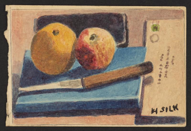 Fruit and knife, c.1930 (pencil & w/c on paper) from Henry Silk