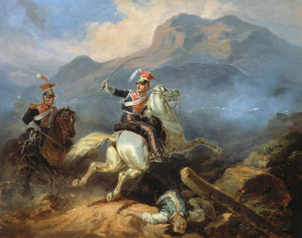 Kozietulski at the Battle of Somosierra in 1808, 1855 (oil on canvas) from Henryk Pillati