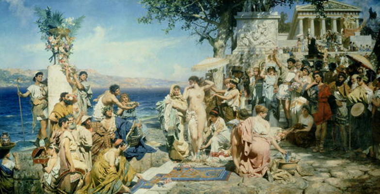 Phryne at the Festival of Poseidon in Eleusin (oil on canvas) from Henryk Siemieradzki