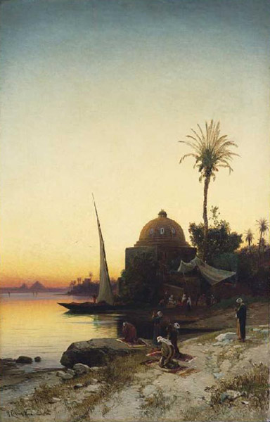 Moslems beim Abendgebet am Ufer des Nil from Hermann David Salomon Corrodi