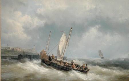 A Lugger Entering Harbour in a Storm from Hermanus Koekkoek
