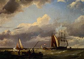 Holländische Schiffe bei leichter Brise in Küstennähe