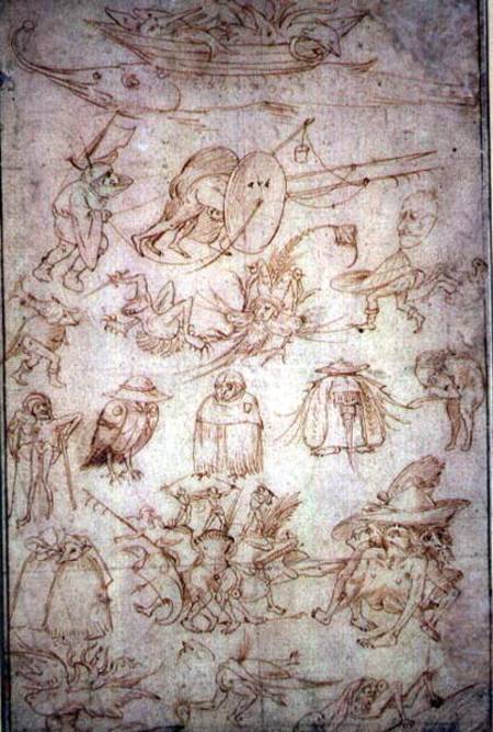 Grotesque Studies (verso)  (for recto see 110230) from Hieronymus Bosch