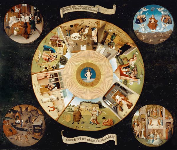 Die sieben Haupt/Todsünden und die vier letzten Dinge Tischplatte from Hieronymus Bosch