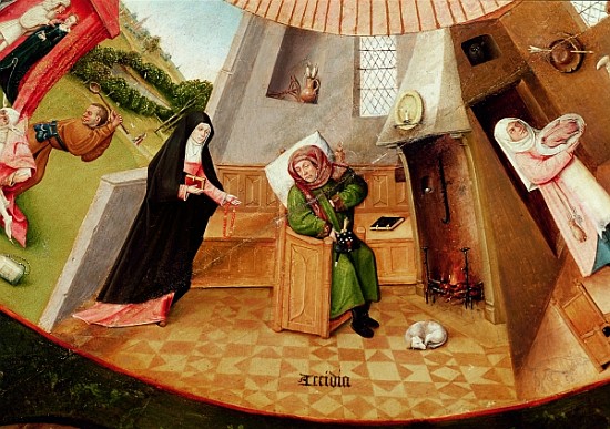 Sloth, detail from the Table of the Seven Deadly Sins and the Four Last Things, c.1480 from Hieronymus Bosch