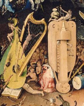 The Garden of Earthly Delights: Hell, detail of musical instuments from the right wing of the tripty