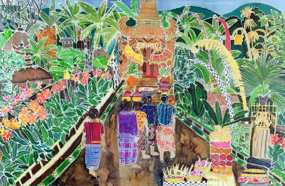 Procession, Peliatan, Bali, 1996 (coloured inks on silk)  from Hilary  Simon